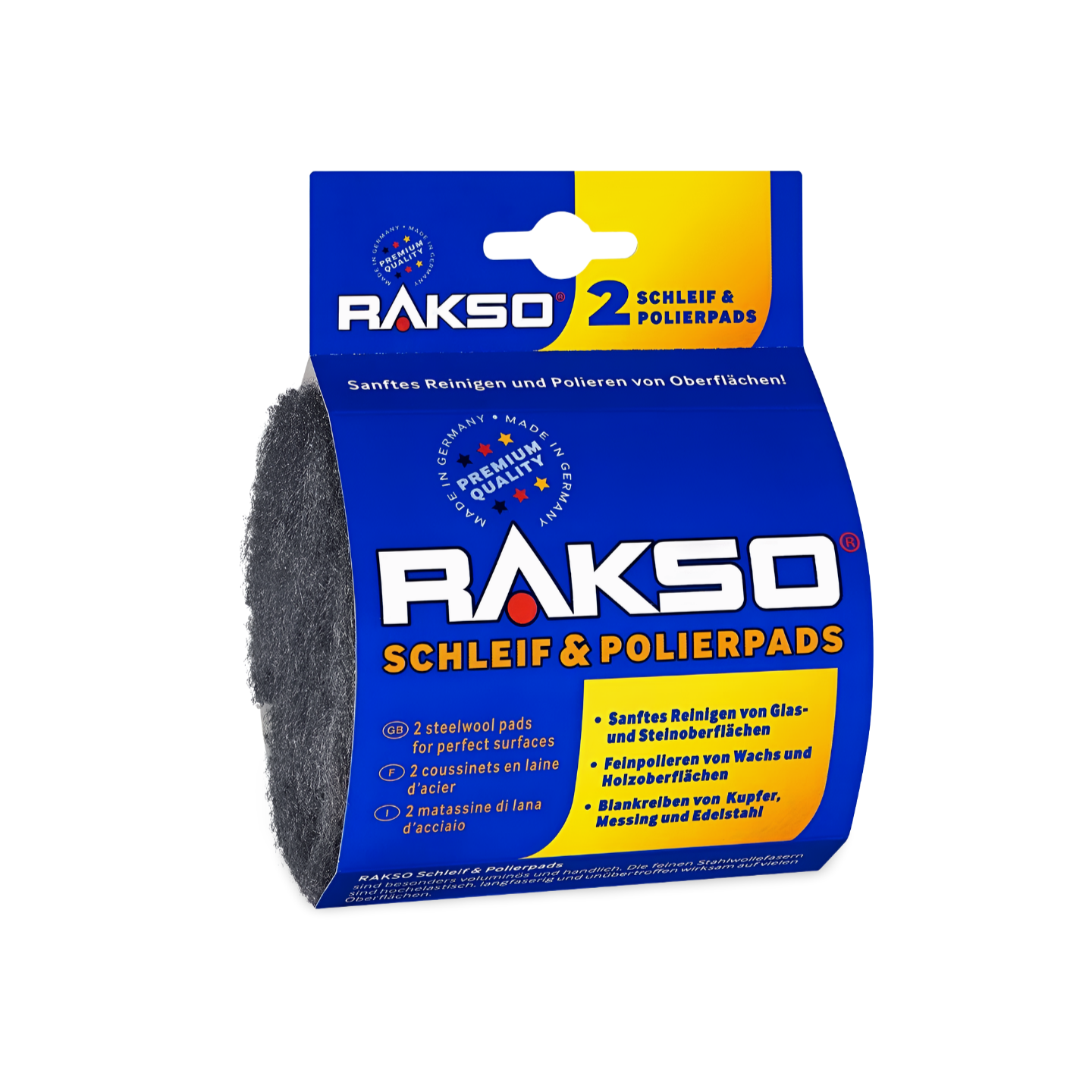 RAKSO Schleif & Polierpads fein - 2 Pads, sanfte Reingung, polieren, Feinpolitur Wachs -, Holz, Blankreiben von Kupfer, Messing, Edelstahl RAKSO Schleif & Polierpads fein - 2 Pads, sanfte Reingung, polieren, Feinpolitur Wachs -, Holz, Blankreiben von Kupfer, Messing, Edelstahl
